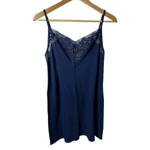 Victoria Secret Navy Spaghetti Strap Lace Lingerie Women's Size L